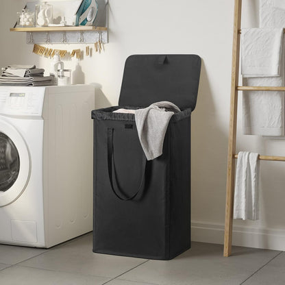 180L Double Laundry Hamper 2 Section with Lid and Removable Bags