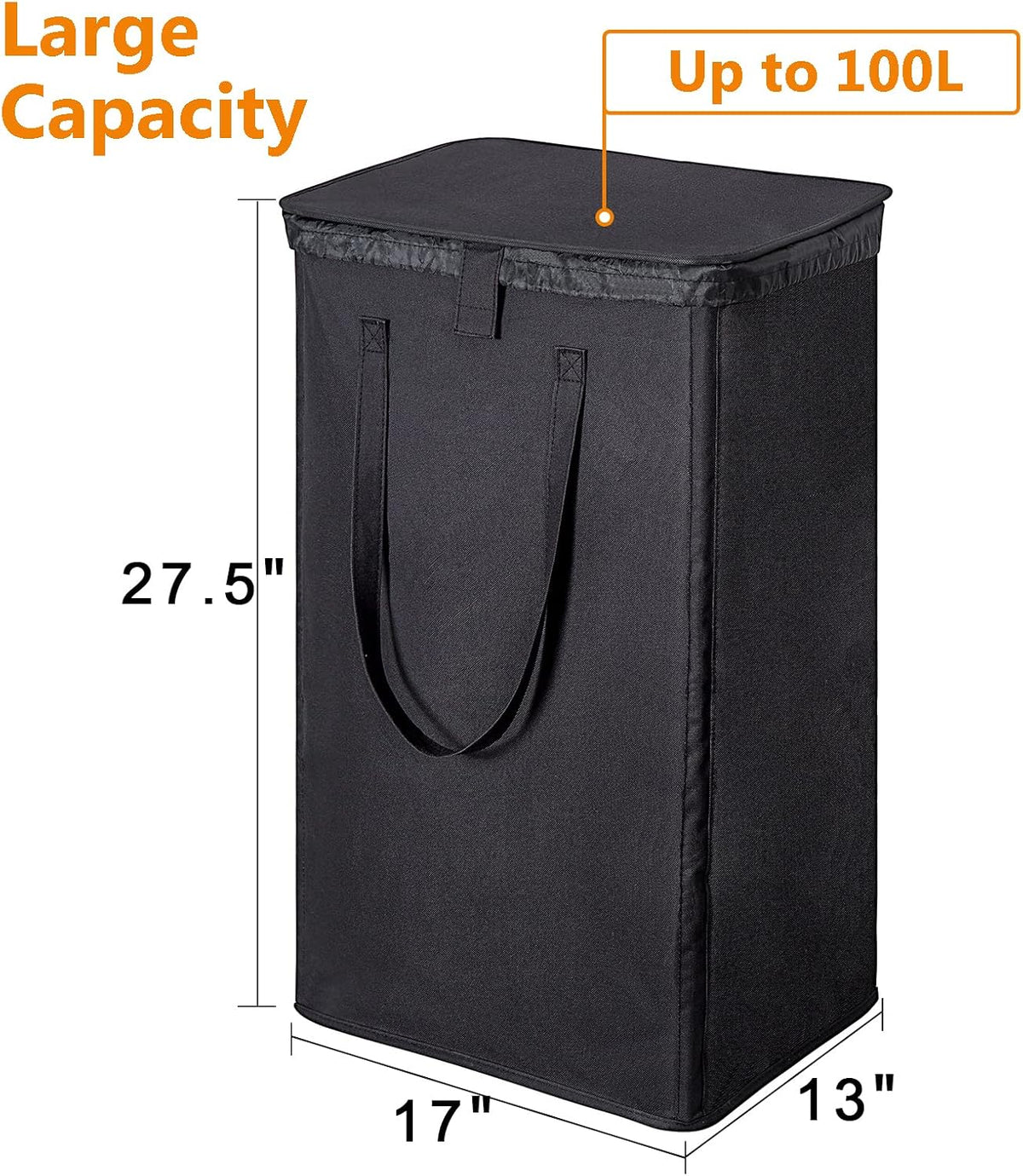 180L Double Laundry Hamper 2 Section with Lid and Removable Bags