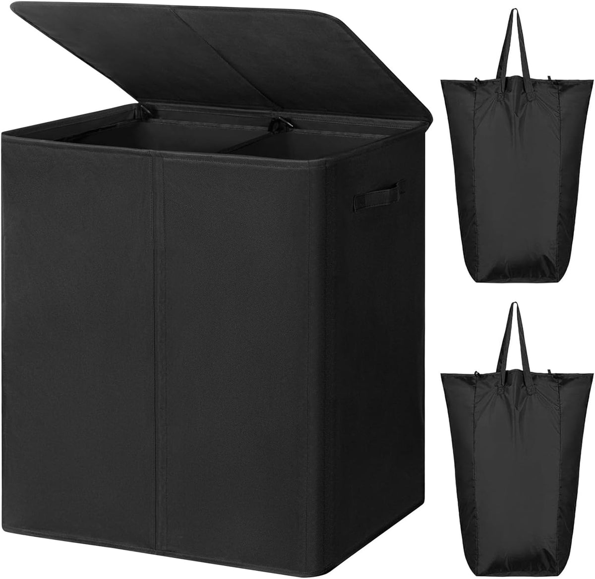 180L Double Laundry Hamper 2 Section with Lid and Removable Bags
