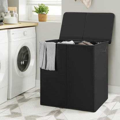 180L Double Laundry Hamper 2 Section with Lid and Removable Bags