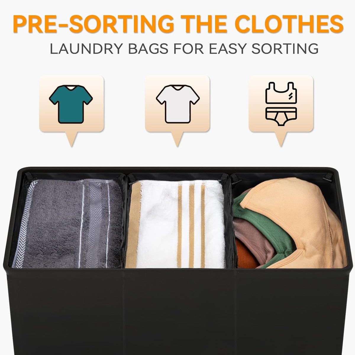 180L Double Laundry Hamper 2 Section with Lid and Removable Bags