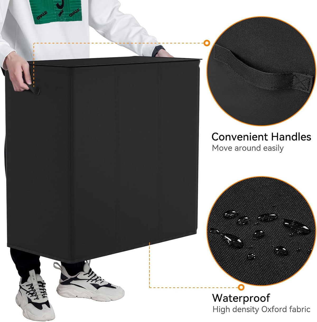 180L Double Laundry Hamper 2 Section with Lid and Removable Bags