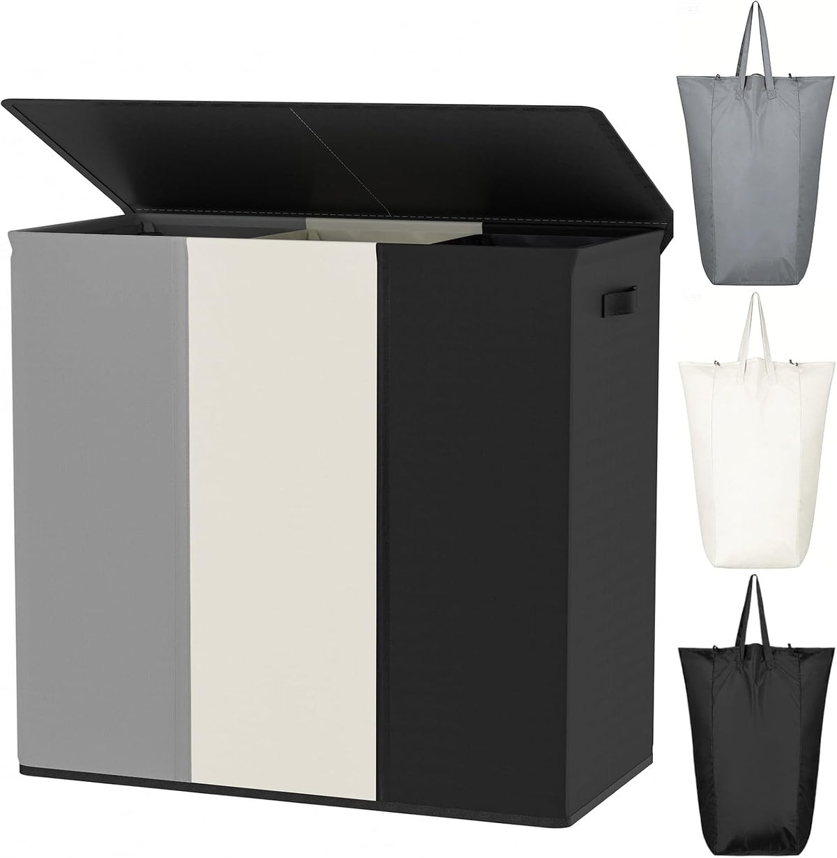 180L Double Laundry Hamper 2 Section with Lid and Removable Bags
