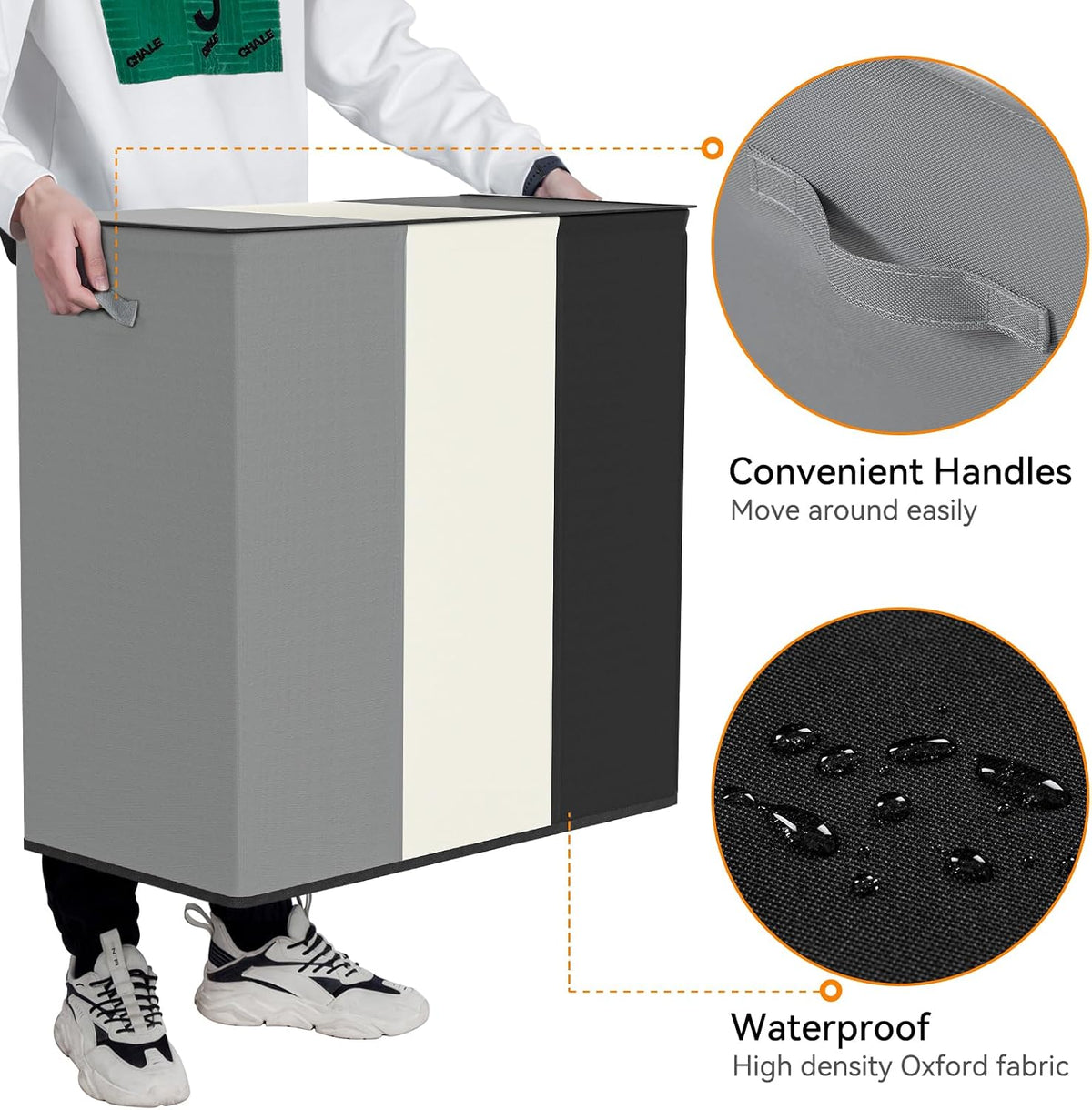 180L Double Laundry Hamper 2 Section with Lid and Removable Bags