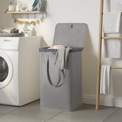 180L Double Laundry Hamper 2 Section with Lid and Removable Bags