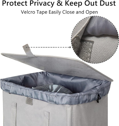 180L Double Laundry Hamper 2 Section with Lid and Removable Bags