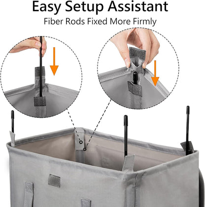 180L Double Laundry Hamper 2 Section with Lid and Removable Bags