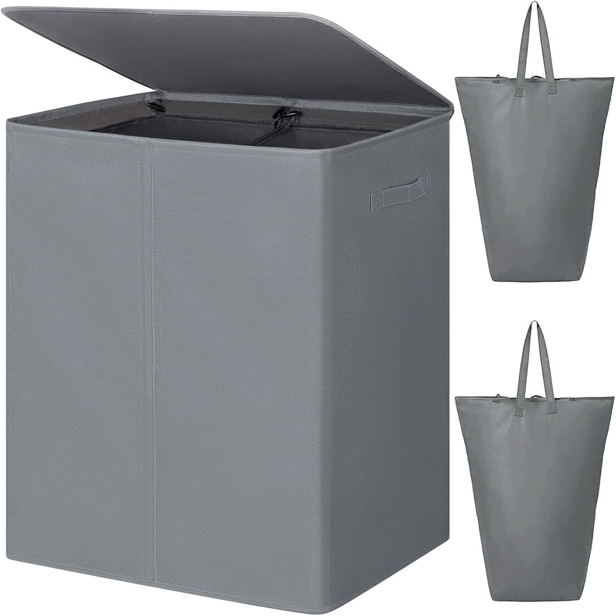180L Double Laundry Hamper 2 Section with Lid and Removable Bags