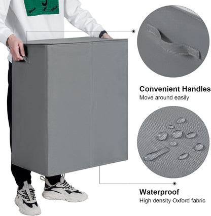 180L Double Laundry Hamper 2 Section with Lid and Removable Bags