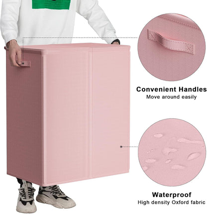 180L Double Laundry Hamper 2 Section with Lid and Removable Bags