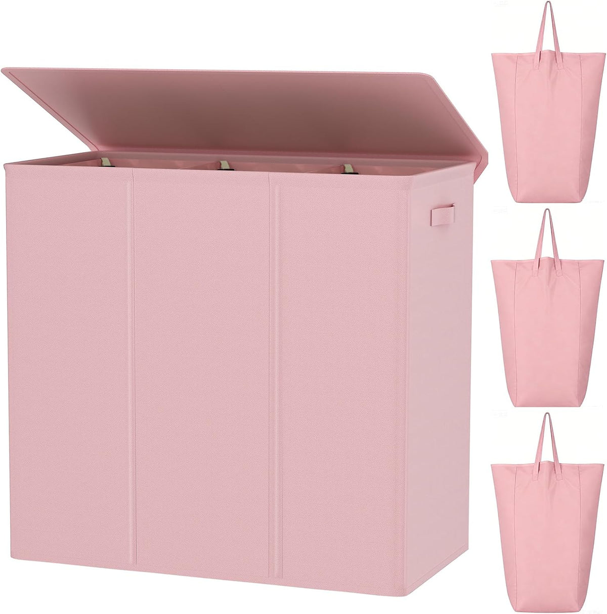 180L Double Laundry Hamper 2 Section with Lid and Removable Bags