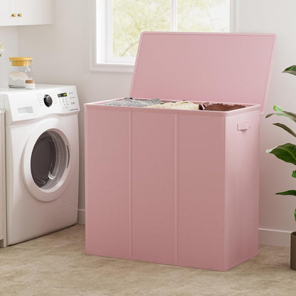 180L Double Laundry Hamper 2 Section with Lid and Removable Bags