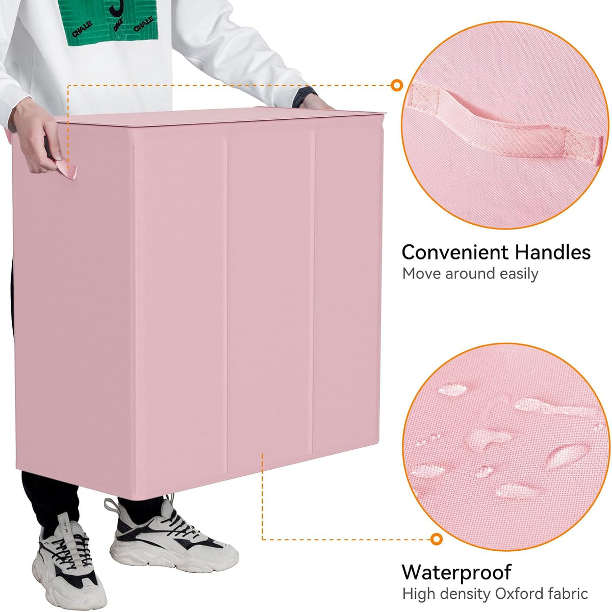 180L Double Laundry Hamper 2 Section with Lid and Removable Bags