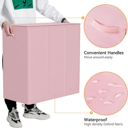 180L Double Laundry Hamper 2 Section with Lid and Removable Bags