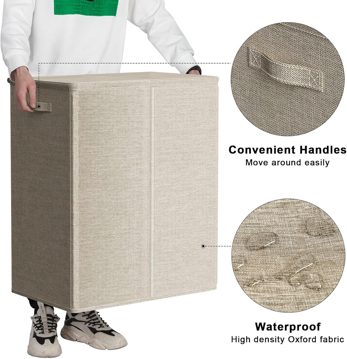180L Double Laundry Hamper 2 Section with Lid and Removable Bags