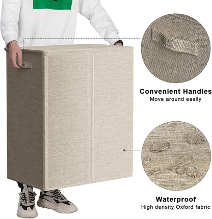 180L Double Laundry Hamper 2 Section with Lid and Removable Bags