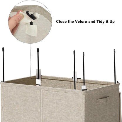 180L Double Laundry Hamper 2 Section with Lid and Removable Bags