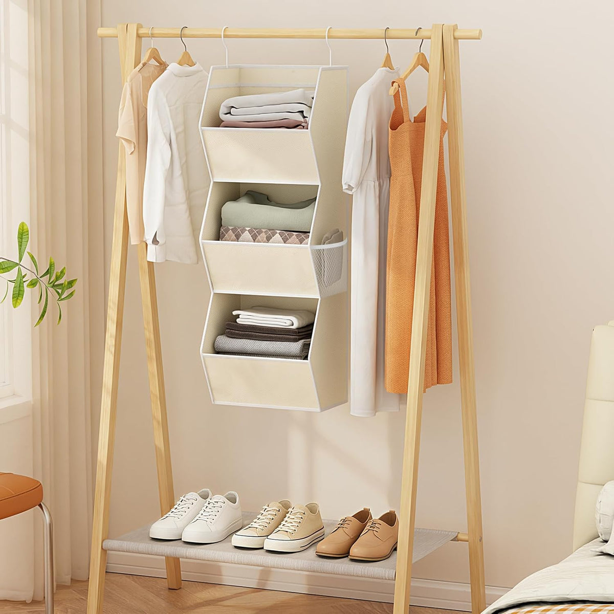 Hanging Closet Organizers and Storage for Kids Room Organization, 3 Tiers