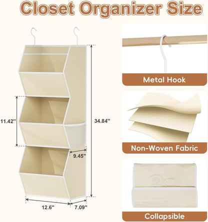 Hanging Closet Organizers and Storage for Kids Room Organization, 3 Tiers
