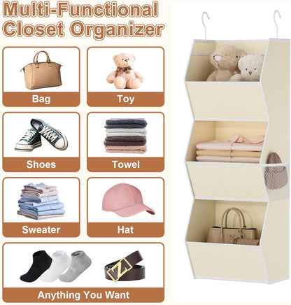 Hanging Closet Organizers and Storage for Kids Room Organization, 3 Tiers