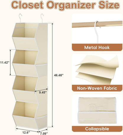 Hanging Closet Organizers and Storage for Kids Room Organization, 3 Tiers
