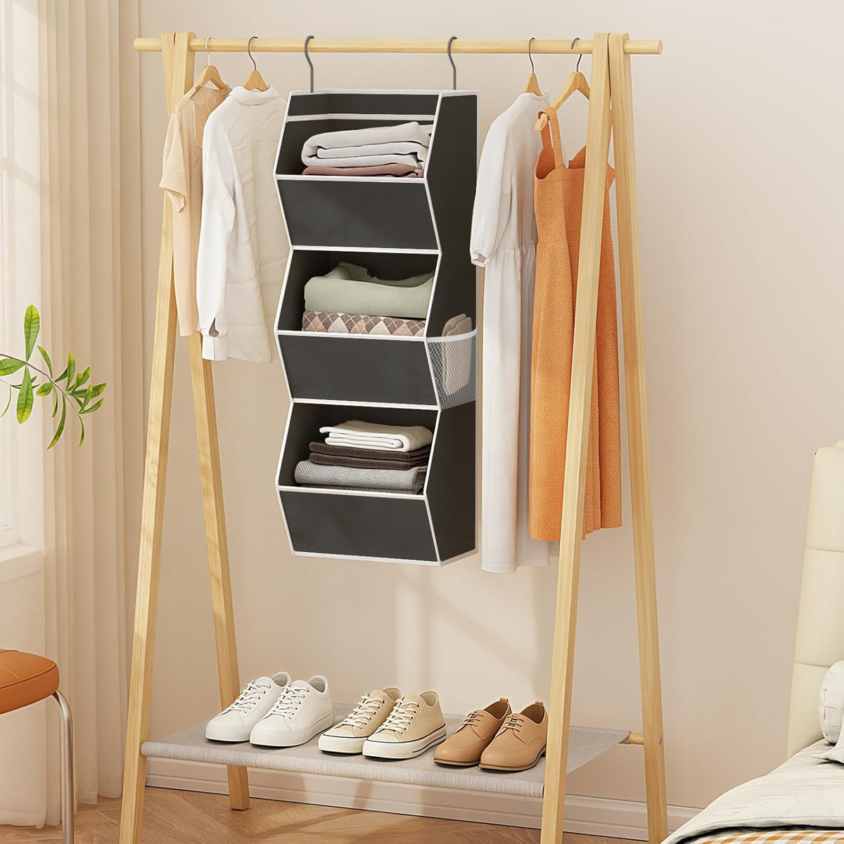 Hanging Closet Organizers and Storage for Kids Room Organization, 3 Tiers