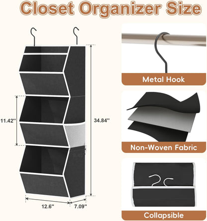 Hanging Closet Organizers and Storage for Kids Room Organization, 3 Tiers