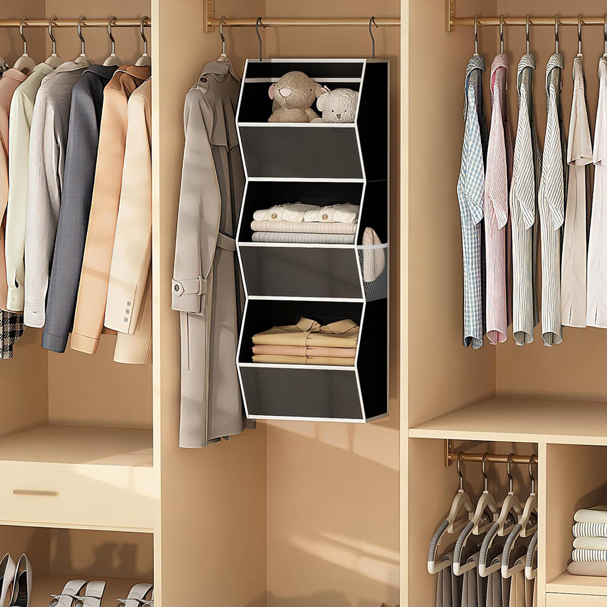 Hanging Closet Organizers and Storage for Kids Room Organization, 3 Tiers