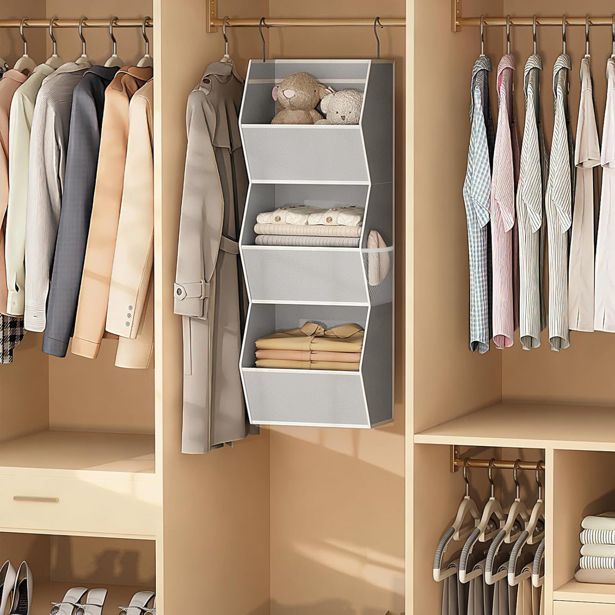 Hanging Closet Organizers and Storage for Kids Room Organization, 3 Tiers