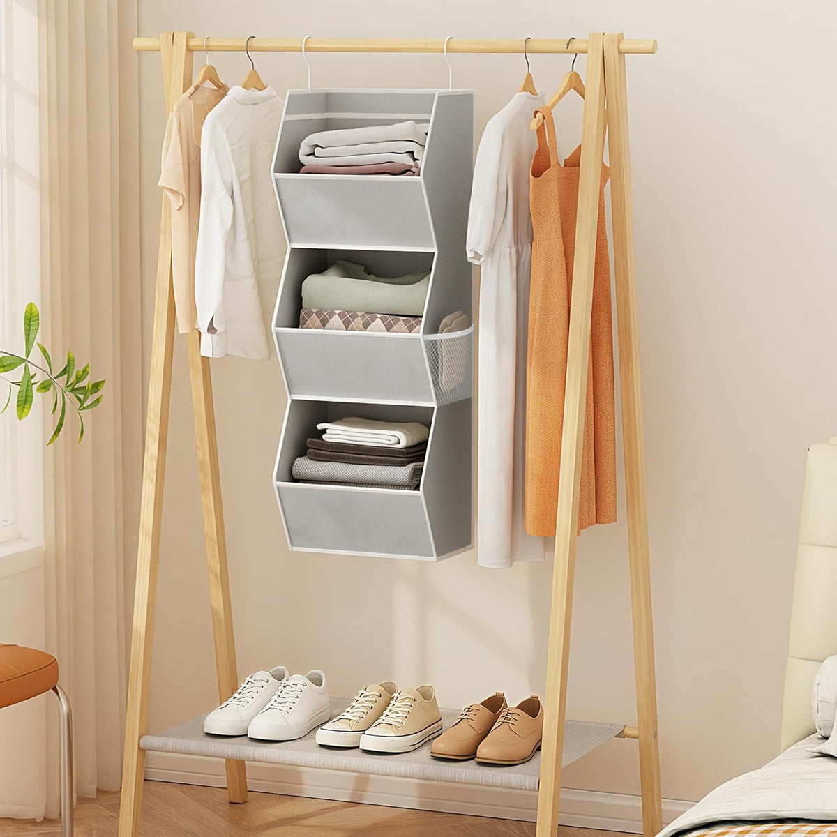 Hanging Closet Organizers and Storage for Kids Room Organization, 3 Tiers