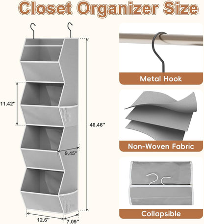 Hanging Closet Organizers and Storage for Kids Room Organization, 3 Tiers