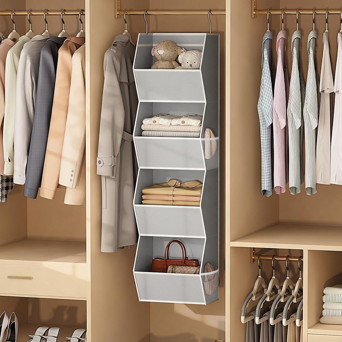 Hanging Closet Organizers and Storage for Kids Room Organization, 3 Tiers