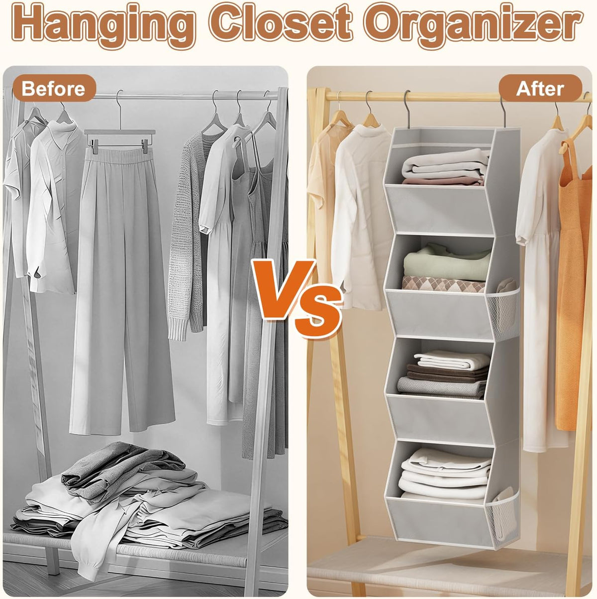 Hanging Closet Organizers and Storage for Kids Room Organization, 3 Tiers