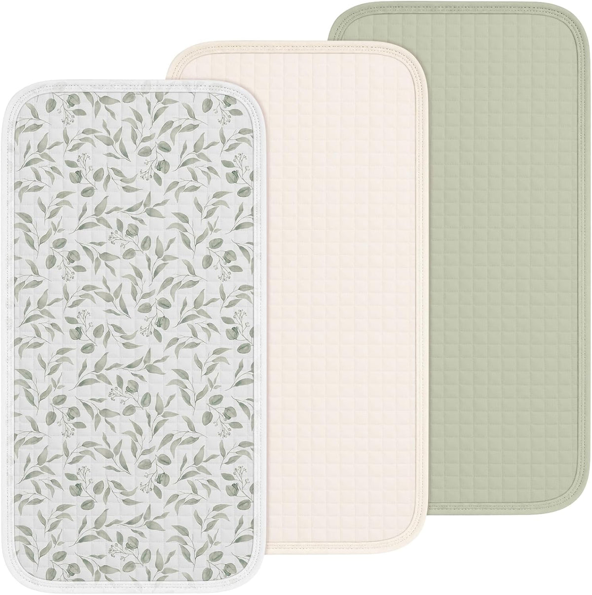 3 Pcs Waterproof Washable Baby Changing Pad Liners,Green Leaves