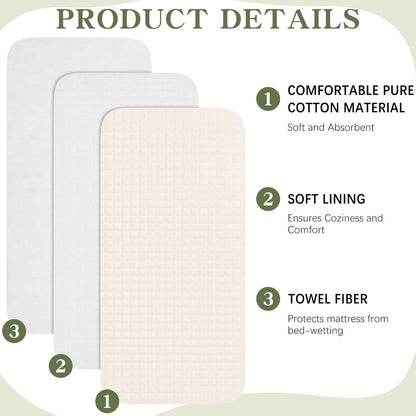 3 Pcs Waterproof Washable Baby Changing Pad Liners,Green Leaves