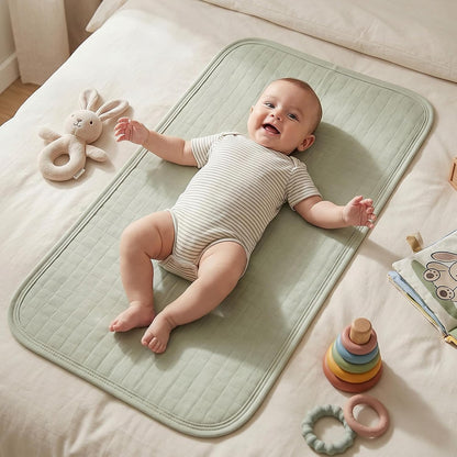 3 Pcs Waterproof Washable Baby Changing Pad Liners,Green Leaves