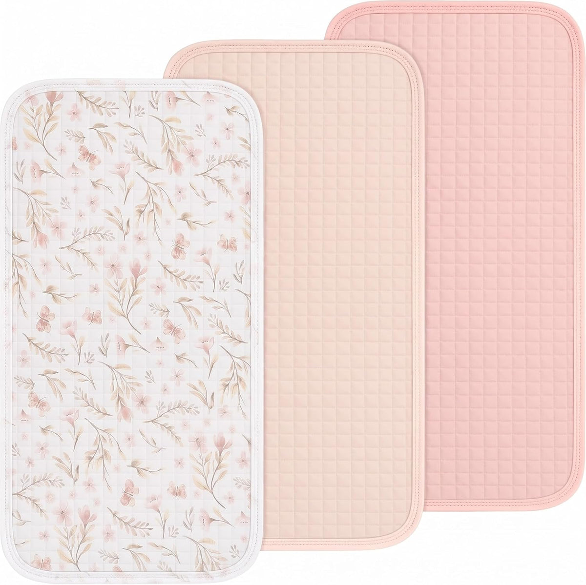 3 Pcs Waterproof Washable Baby Changing Pad Liners,Green Leaves