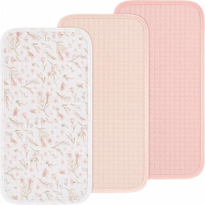 3 Pcs Waterproof Washable Baby Changing Pad Liners,Green Leaves