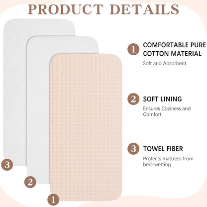 3 Pcs Waterproof Washable Baby Changing Pad Liners,Green Leaves