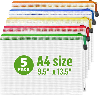 Large Mesh Zipper Pouch B4 (12x15in) - Game Bags for Puzzle and Toy Storage Bags - Board Game Storage Zip Plastic Mesh Bags for Toys & Playroom Organization and Storage Zippered Pouches Folder