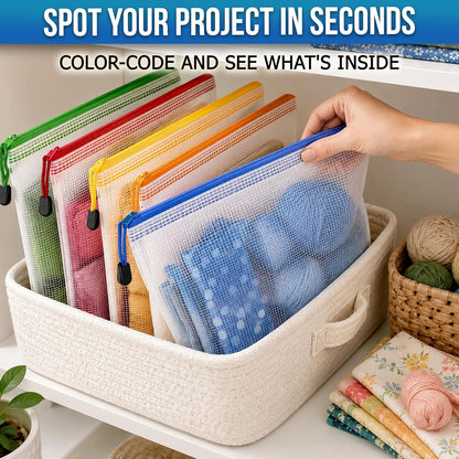 Large Mesh Zipper Pouch B4 (12x15in) - Game Bags for Puzzle and Toy Storage Bags - Board Game Storage Zip Plastic Mesh Bags for Toys & Playroom Organization and Storage Zippered Pouches Folder