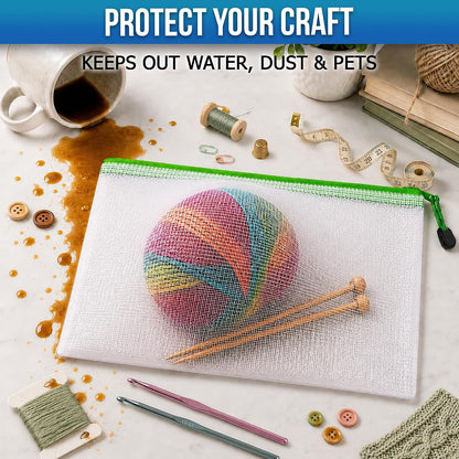 Large Mesh Zipper Pouch B4 (12x15in) - Game Bags for Puzzle and Toy Storage Bags - Board Game Storage Zip Plastic Mesh Bags for Toys & Playroom Organization and Storage Zippered Pouches Folder