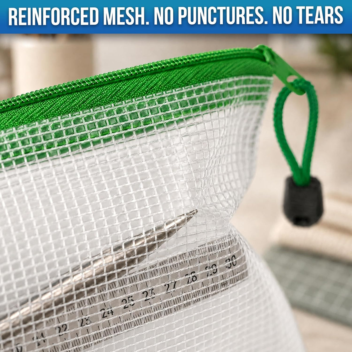 Large Mesh Zipper Pouch B4 (12x15in) - Game Bags for Puzzle and Toy Storage Bags - Board Game Storage Zip Plastic Mesh Bags for Toys & Playroom Organization and Storage Zippered Pouches Folder