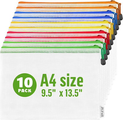 Large Mesh Zipper Pouch B4 (12x15in) - Game Bags for Puzzle and Toy Storage Bags - Board Game Storage Zip Plastic Mesh Bags for Toys & Playroom Organization and Storage Zippered Pouches Folder