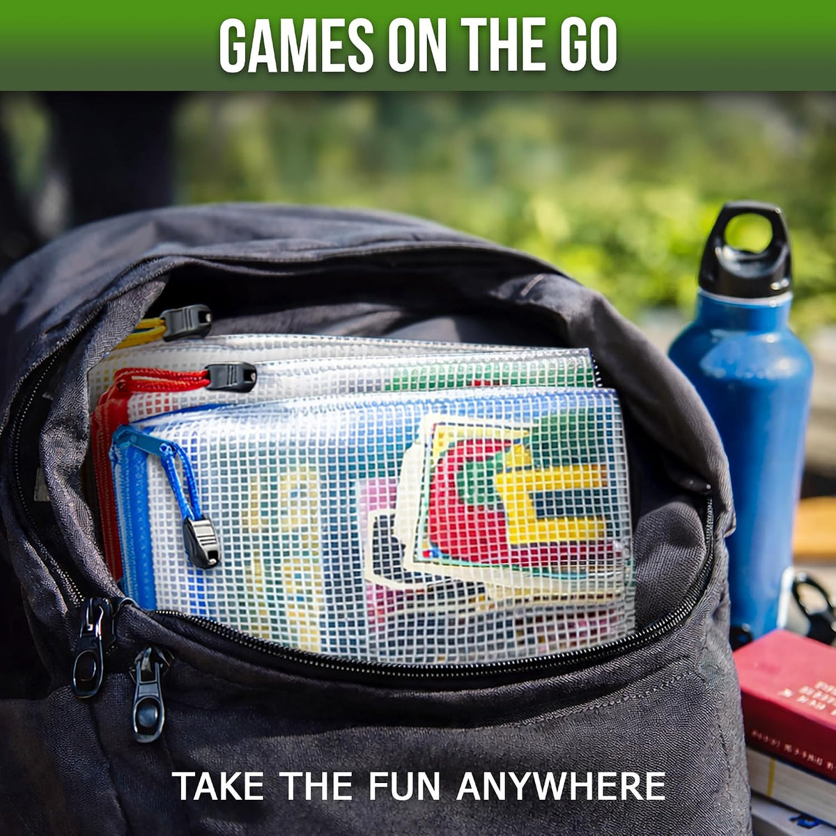 Large Mesh Zipper Pouch B4 (12x15in) - Game Bags for Puzzle and Toy Storage Bags - Board Game Storage Zip Plastic Mesh Bags for Toys & Playroom Organization and Storage Zippered Pouches Folder
