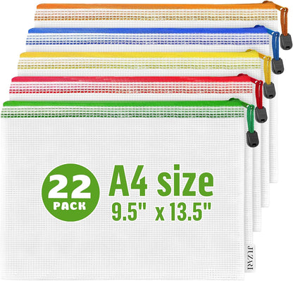 Large Mesh Zipper Pouch B4 (12x15in) - Game Bags for Puzzle and Toy Storage Bags - Board Game Storage Zip Plastic Mesh Bags for Toys & Playroom Organization and Storage Zippered Pouches Folder