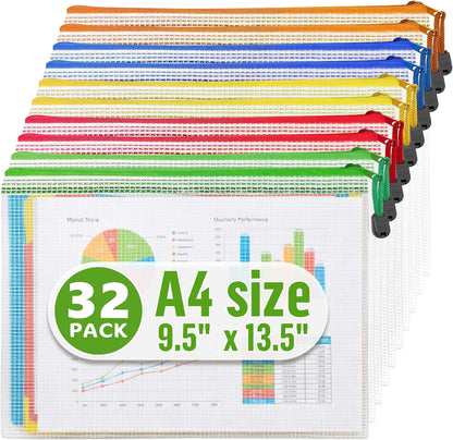 Large Mesh Zipper Pouch B4 (12x15in) - Game Bags for Puzzle and Toy Storage Bags - Board Game Storage Zip Plastic Mesh Bags for Toys & Playroom Organization and Storage Zippered Pouches Folder