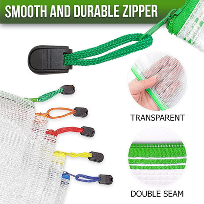 Large Mesh Zipper Pouch B4 (12x15in) - Game Bags for Puzzle and Toy Storage Bags - Board Game Storage Zip Plastic Mesh Bags for Toys & Playroom Organization and Storage Zippered Pouches Folder