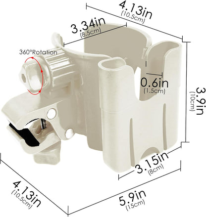 2-in-1 Walker Cup Holder with Phone Holder, Bike Cup Holder, Rotation Drink Holder for Bike, Wheelchair, Walker, Bicycle, Fits Most Cups (1Pack, Pink)