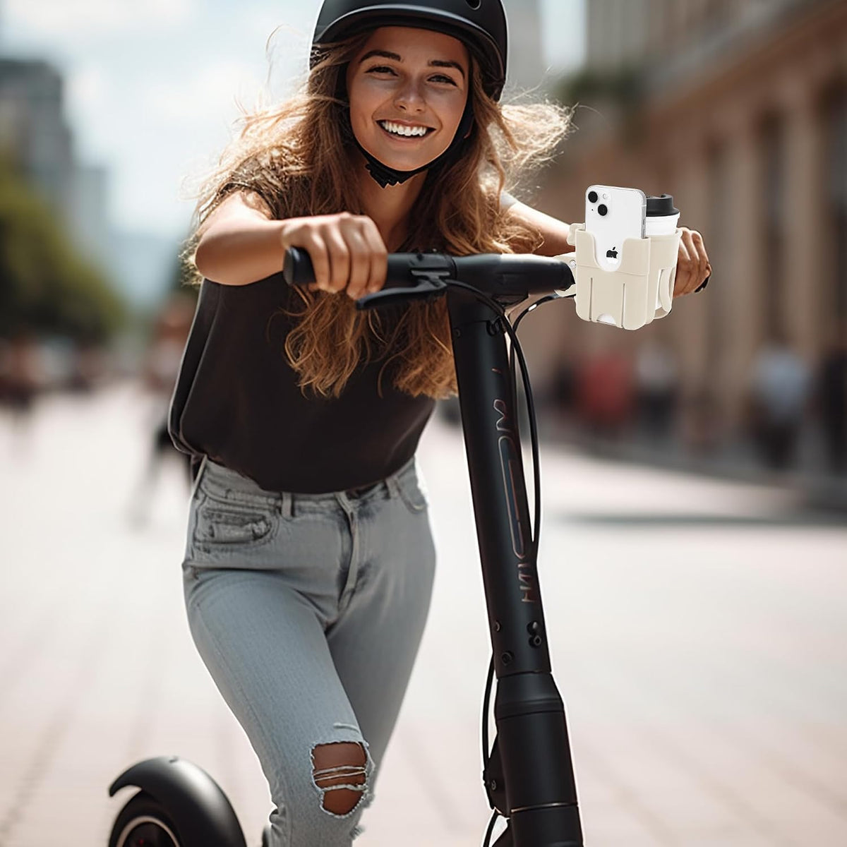 2-in-1 Walker Cup Holder with Phone Holder, Bike Cup Holder, Rotation Drink Holder for Bike, Wheelchair, Walker, Bicycle, Fits Most Cups (1Pack, Pink)